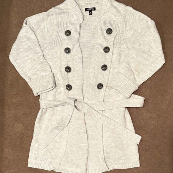 Women's Apt. 9 Cotton Open Cardigan, Ornamental Metal Buttons with Wrap Tie - Picture 2 of 5